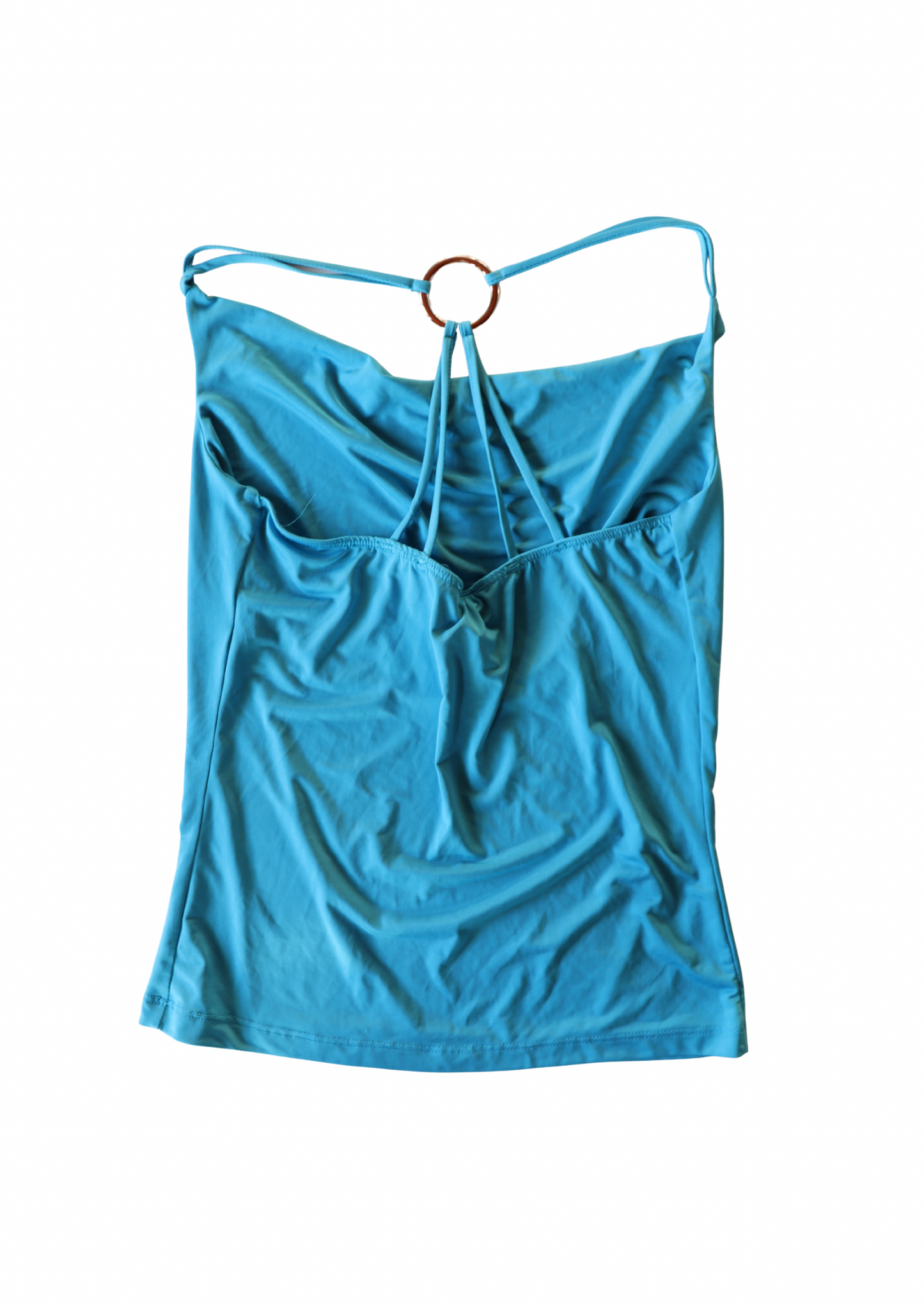 Vintage Blue Halter Ring Singlet