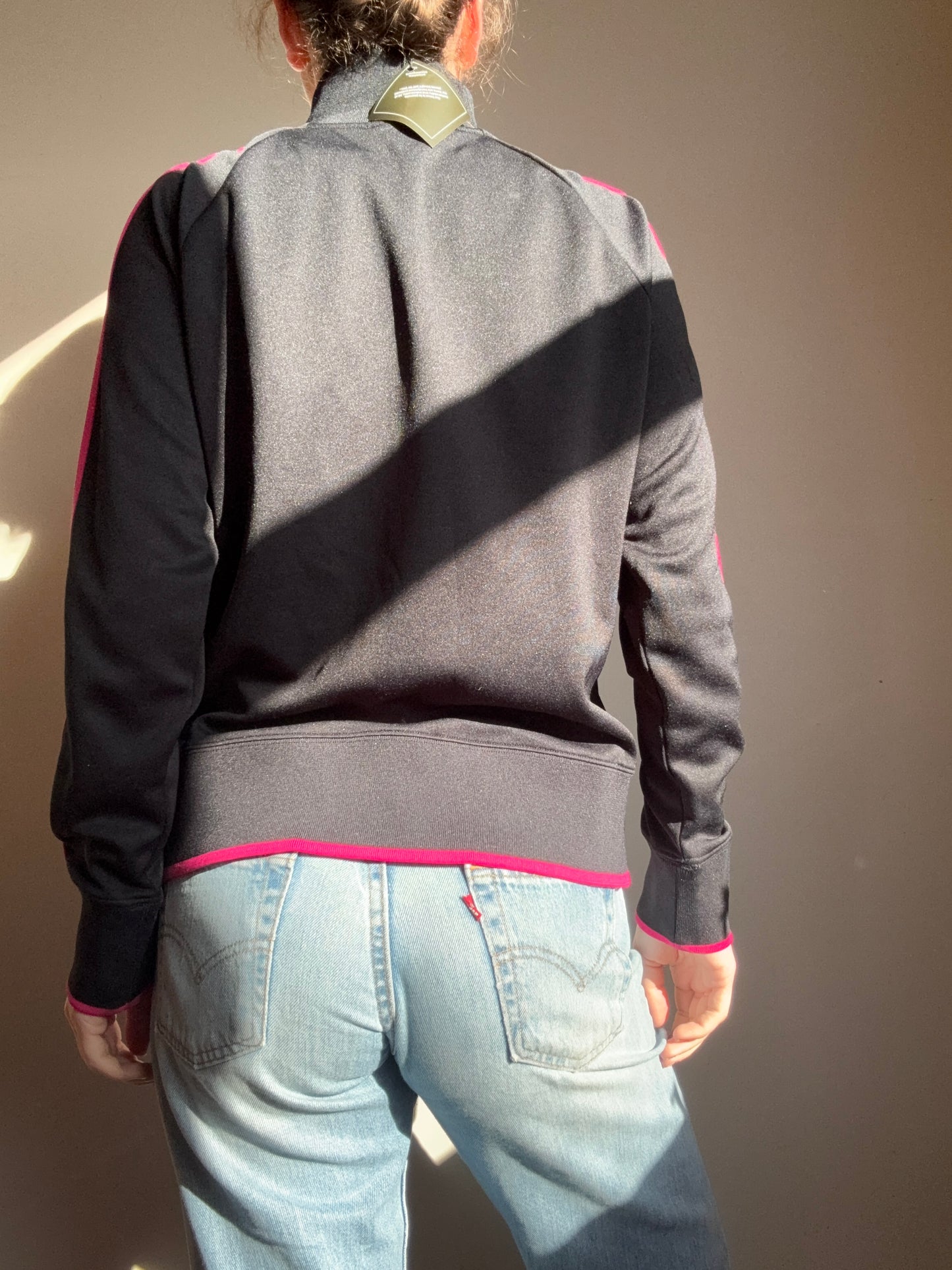 Vintage Adidas Black and Pink Zip-up | Size 14