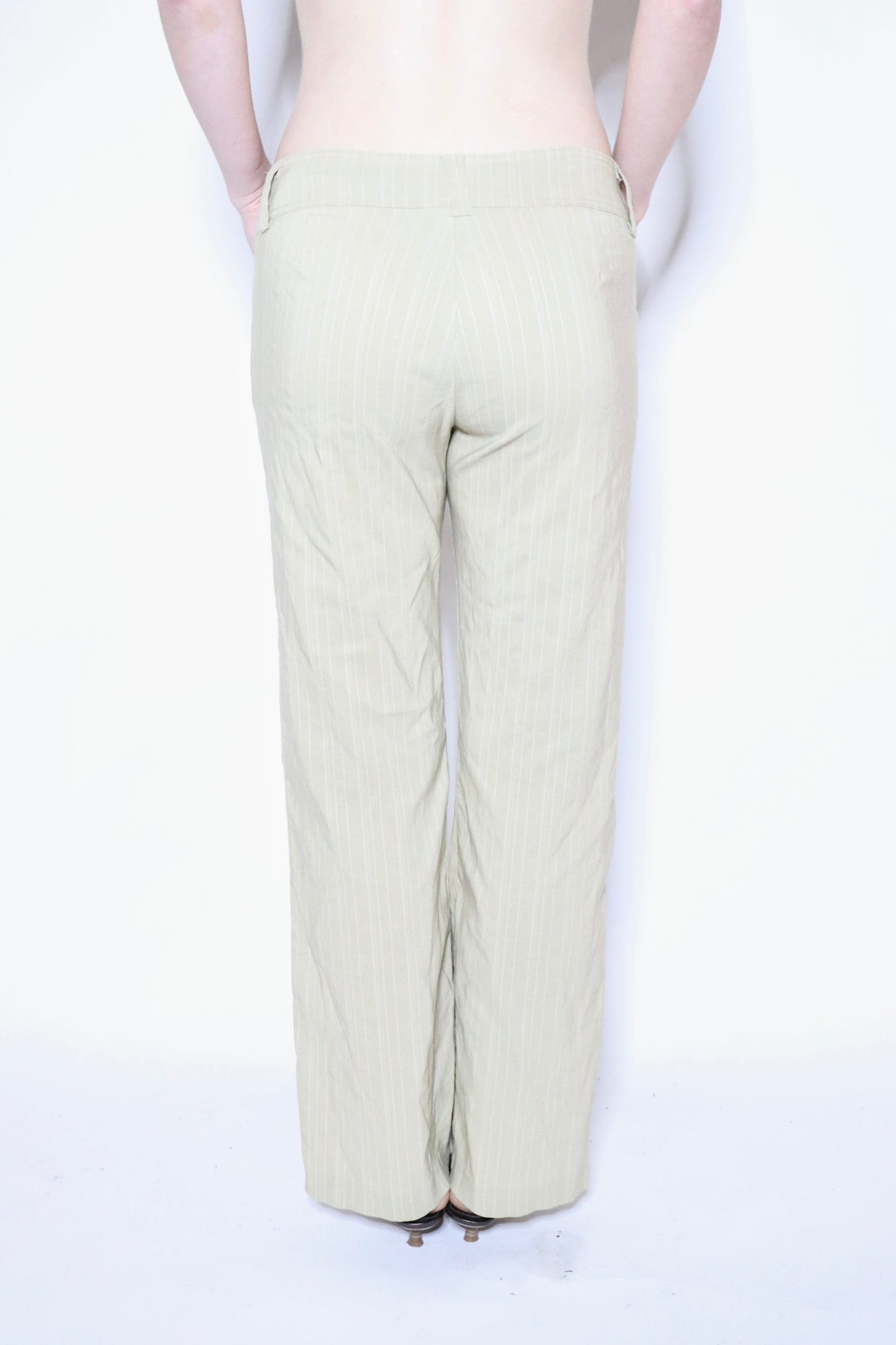 Beige Pinstriped Y2K Pants┃Size 12