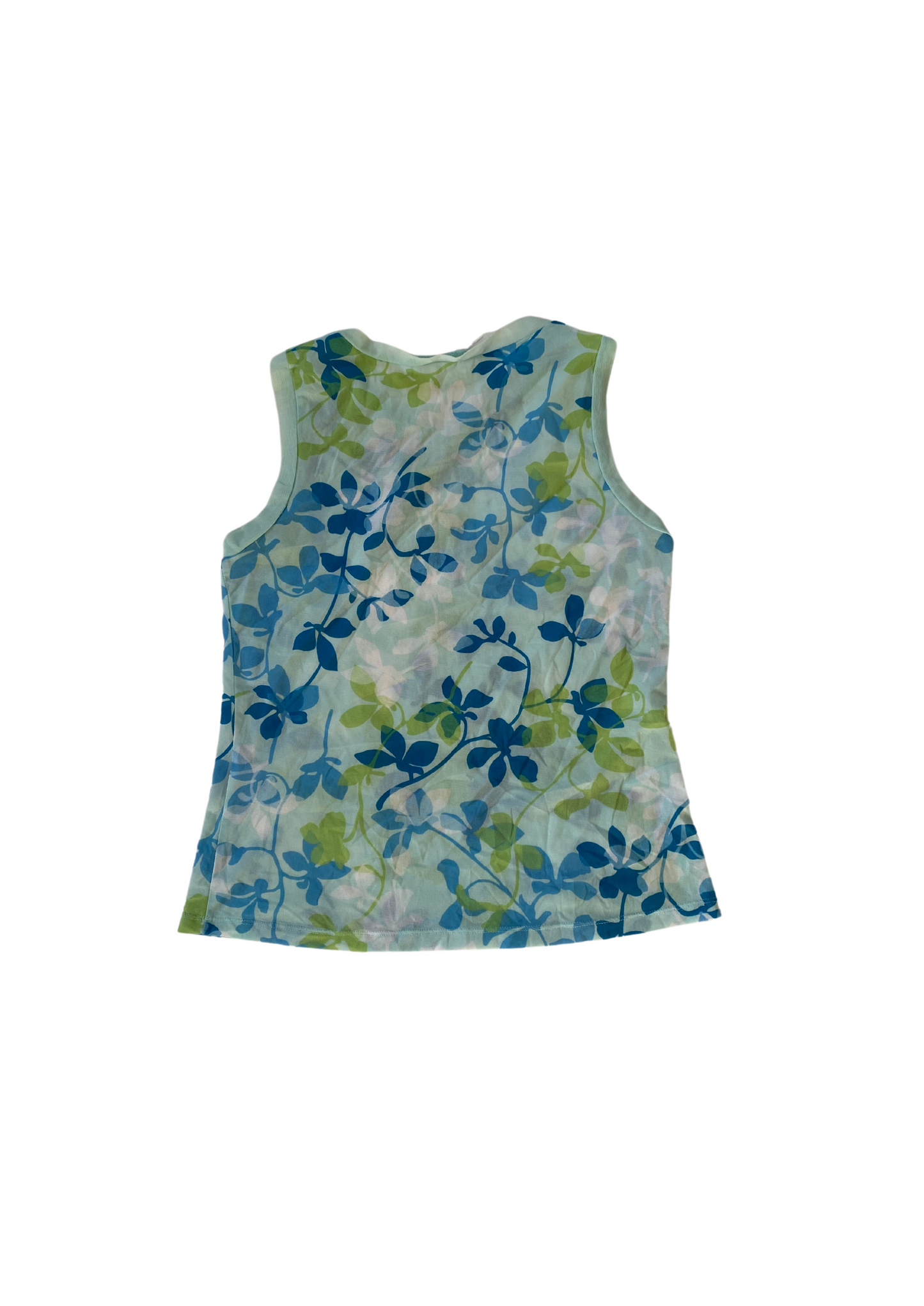 Green and Blue Mesh Floral Tank | Size 12/14