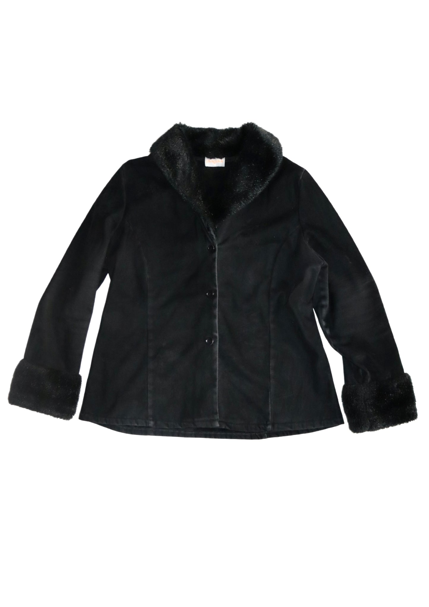 Black Pagani Faux Fur Trim Jacket┃Size 16