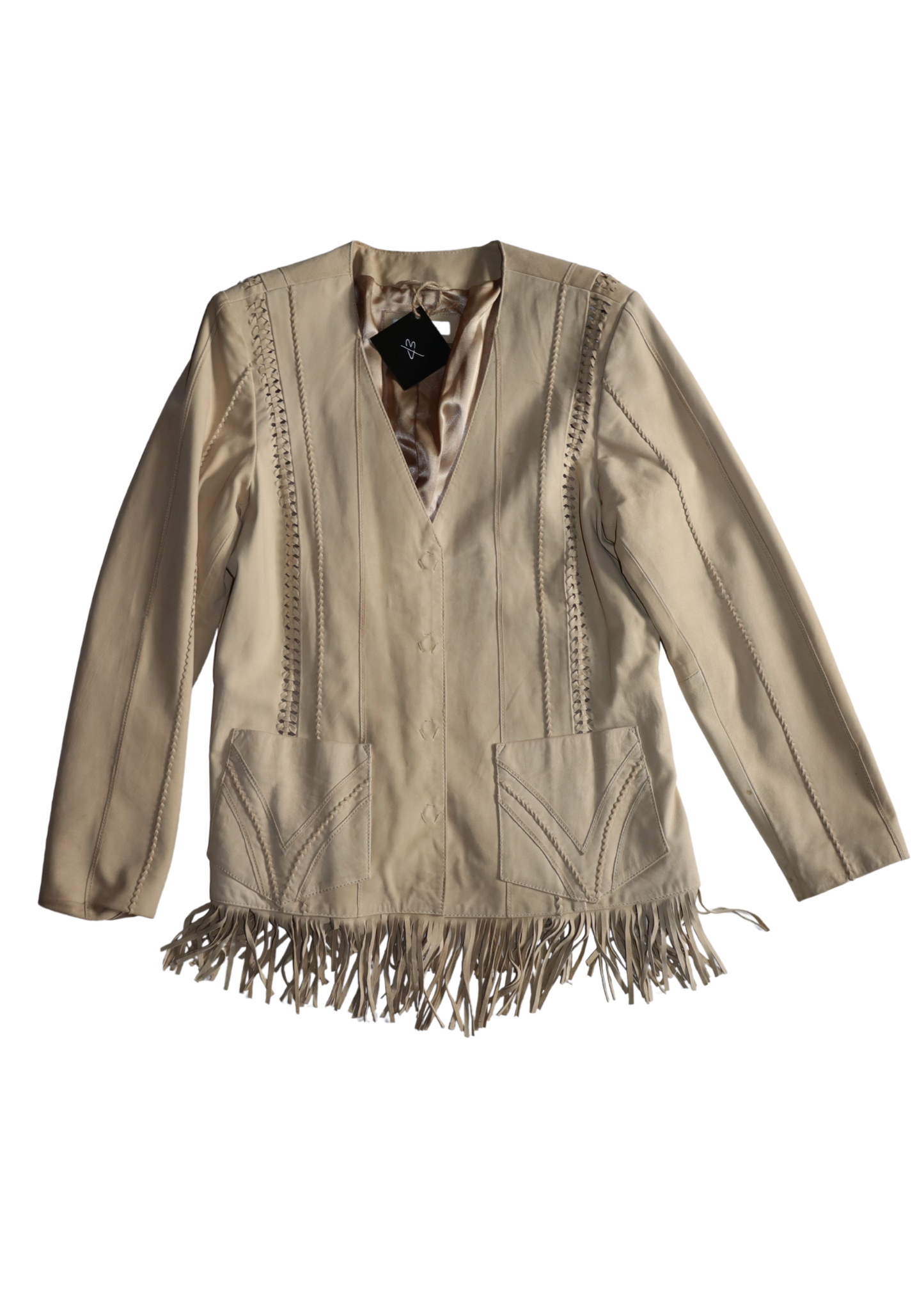 Vintage Cream Fringe Jacket