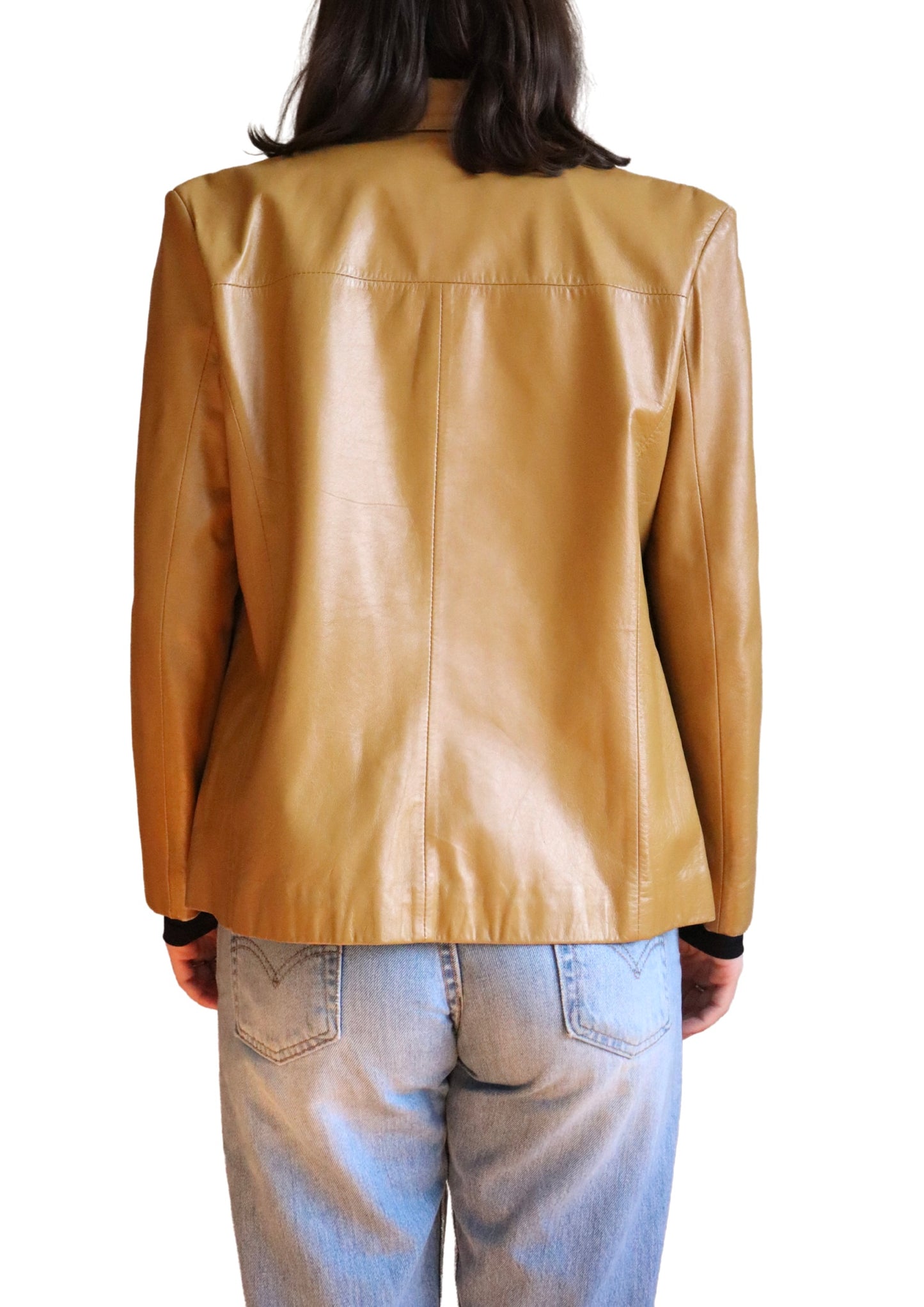 Vintage Mustard Pleather Jacket | Size 88