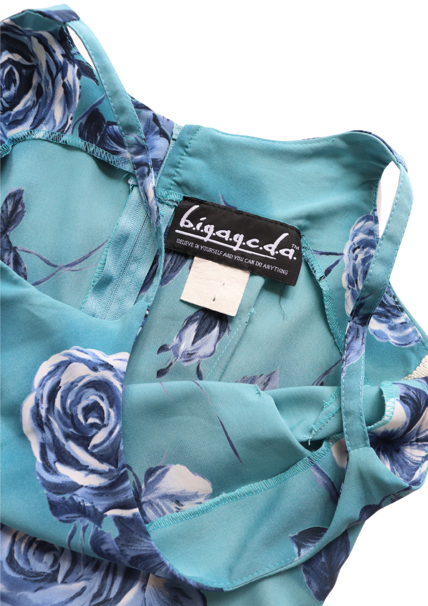 Vintage Blue Rose Mini Dress