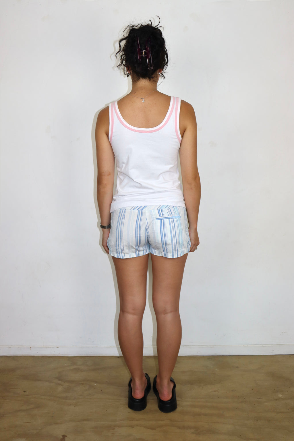 Blue and White Striped Short Shorts┃Size 10