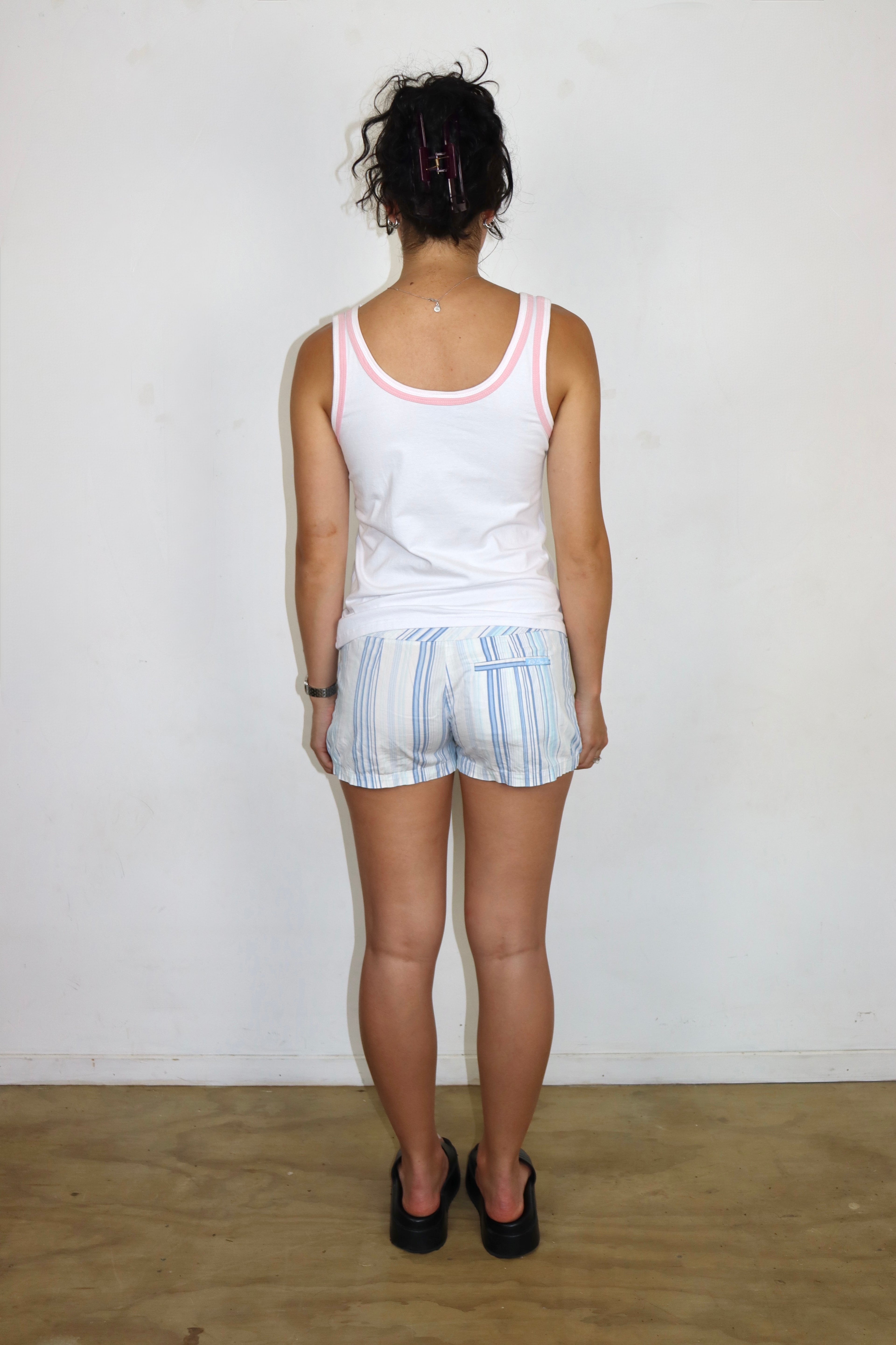 Blue and White Striped Short Shorts┃Size 10