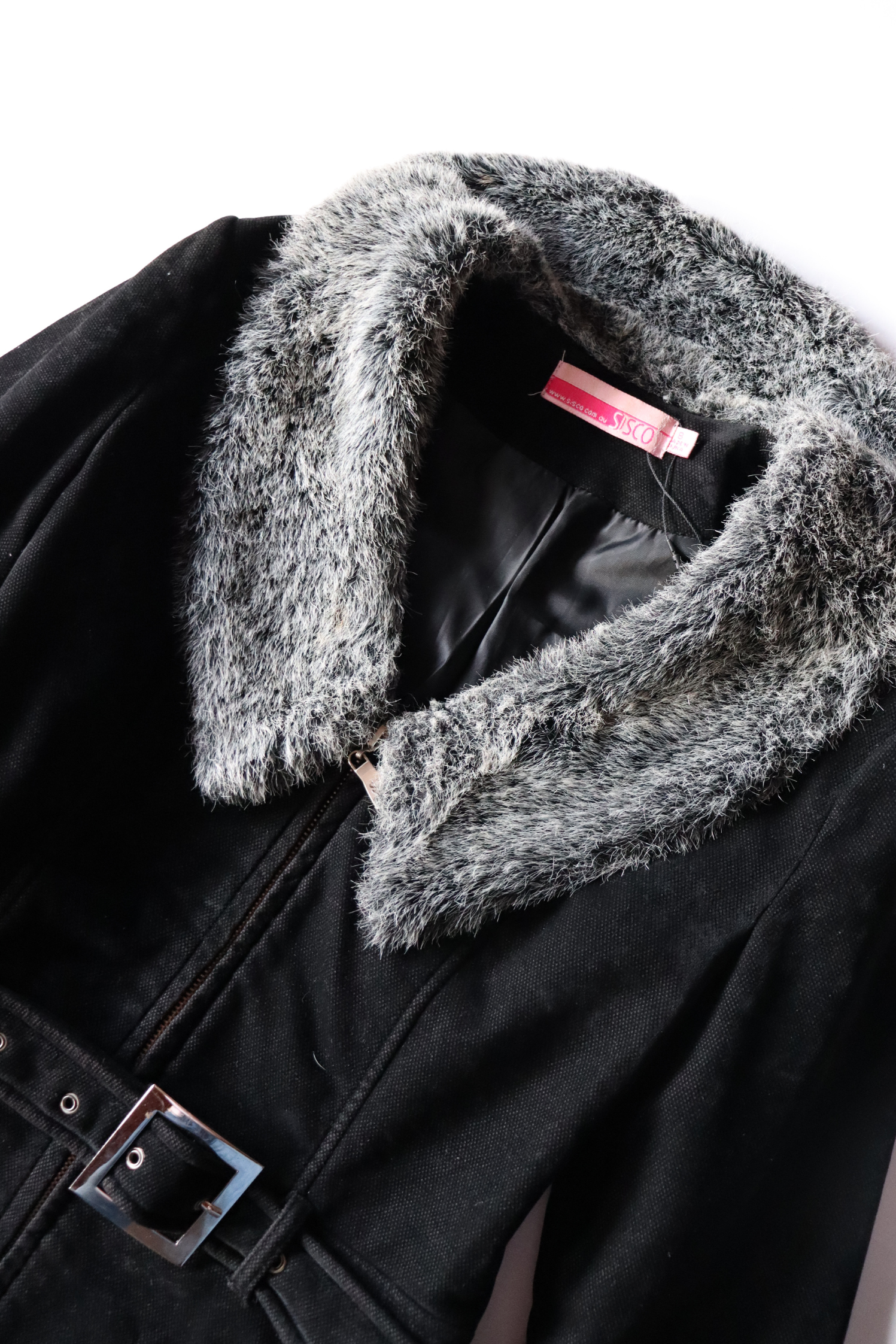Vintage Black Belted Jacket | Size 8