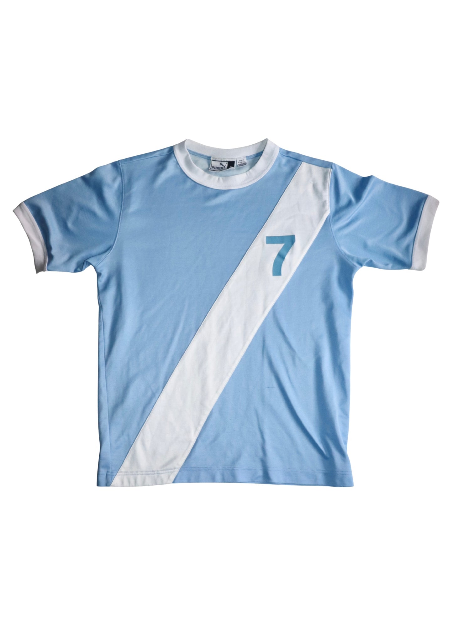 Vintage Blue and White Puma 7 Tee┃Size S
