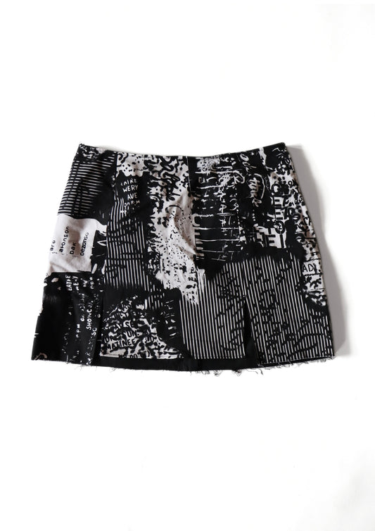 Black and White Graphic Mini Skirt