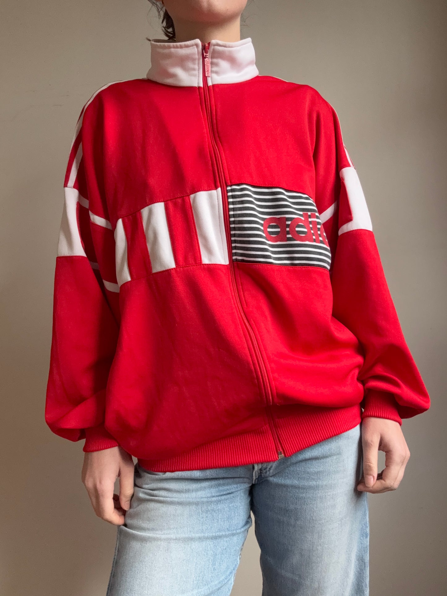 Red Vintage Adidas Zip-up┃Size M