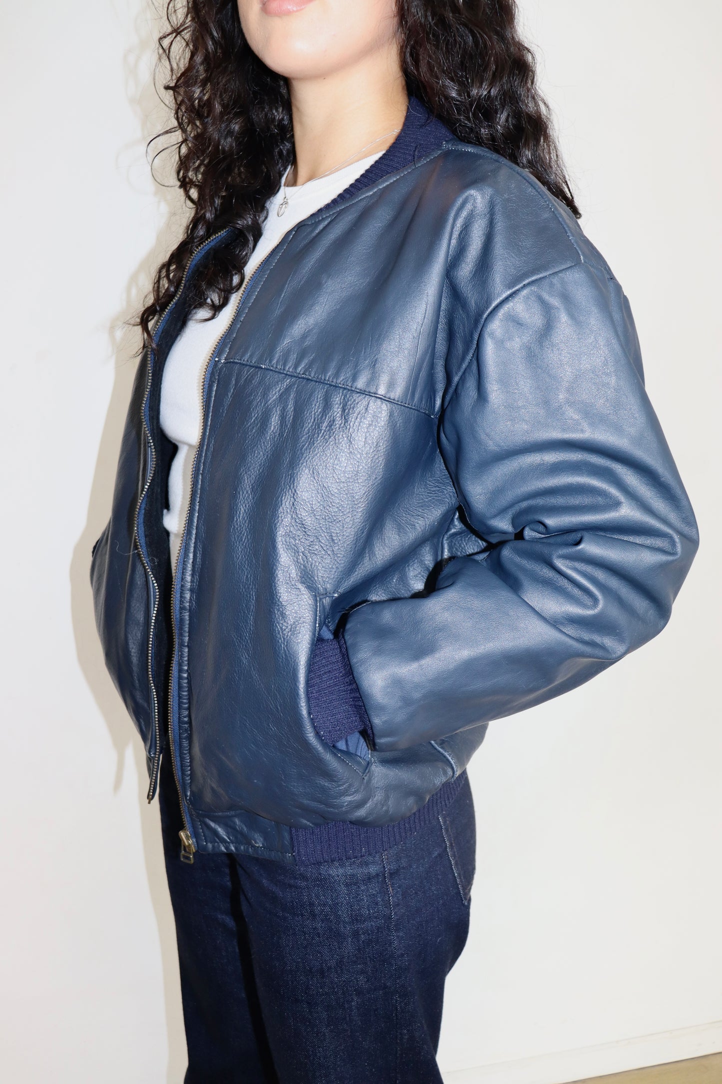 Vintage Leather Bomber Jacket