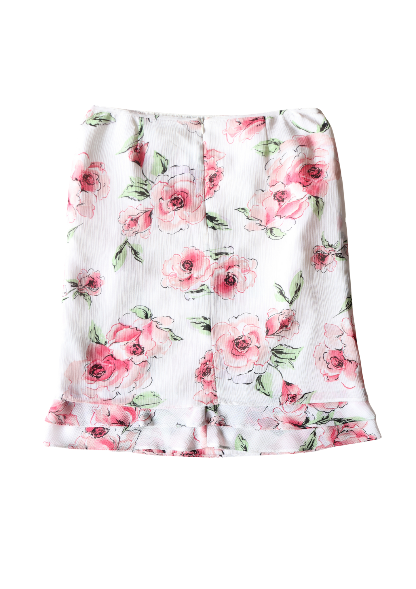 Vintage White and Pink Floral Midi Skirt