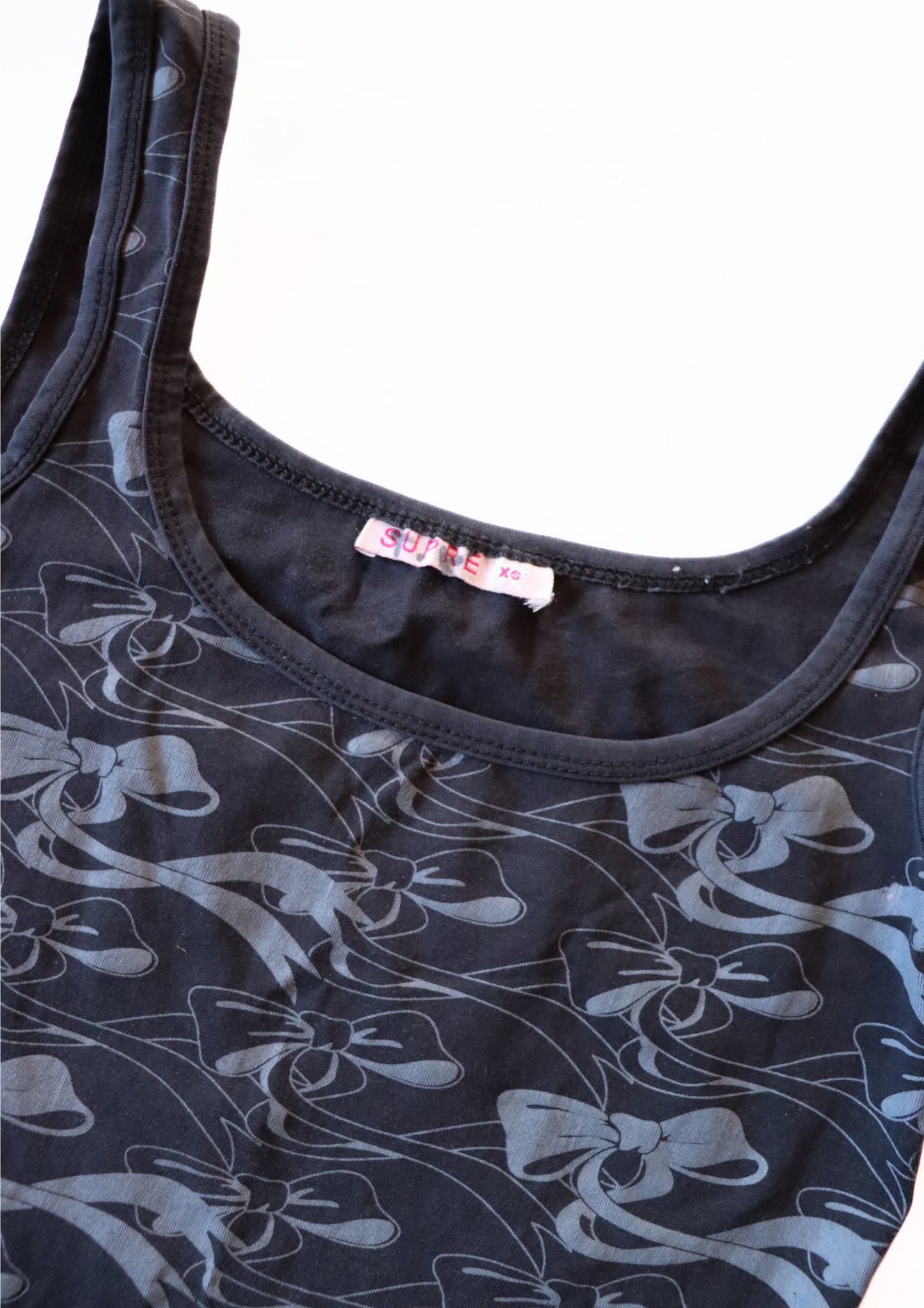 Vintage Black and Grey Ribbon Tank┃Size XS