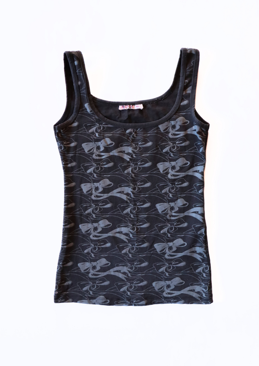 Vintage Black and Grey Ribbon Tank┃Size XS