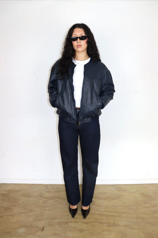Vintage Leather Bomber Jacket