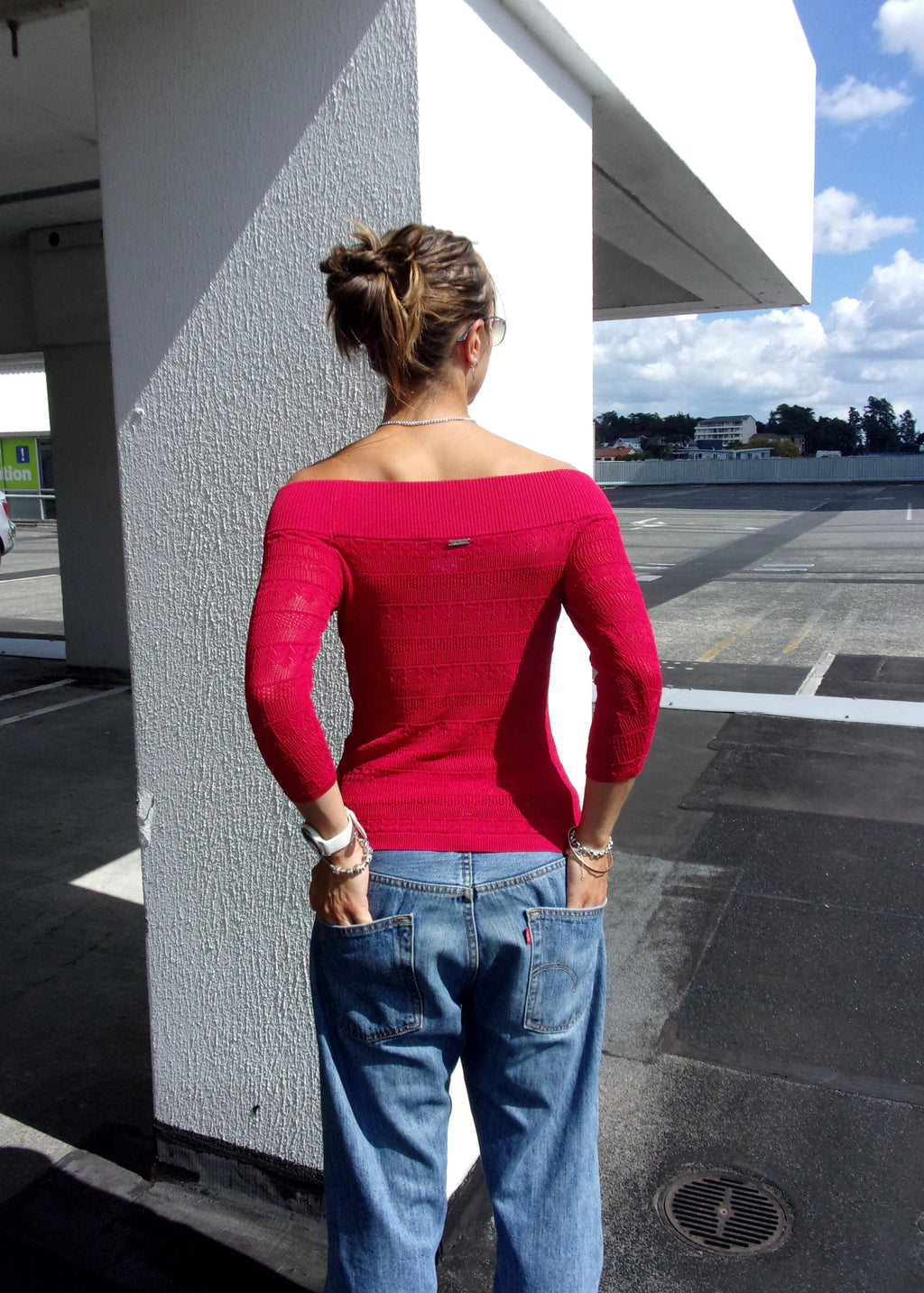 Red Guess Mesh Top┃Size 8