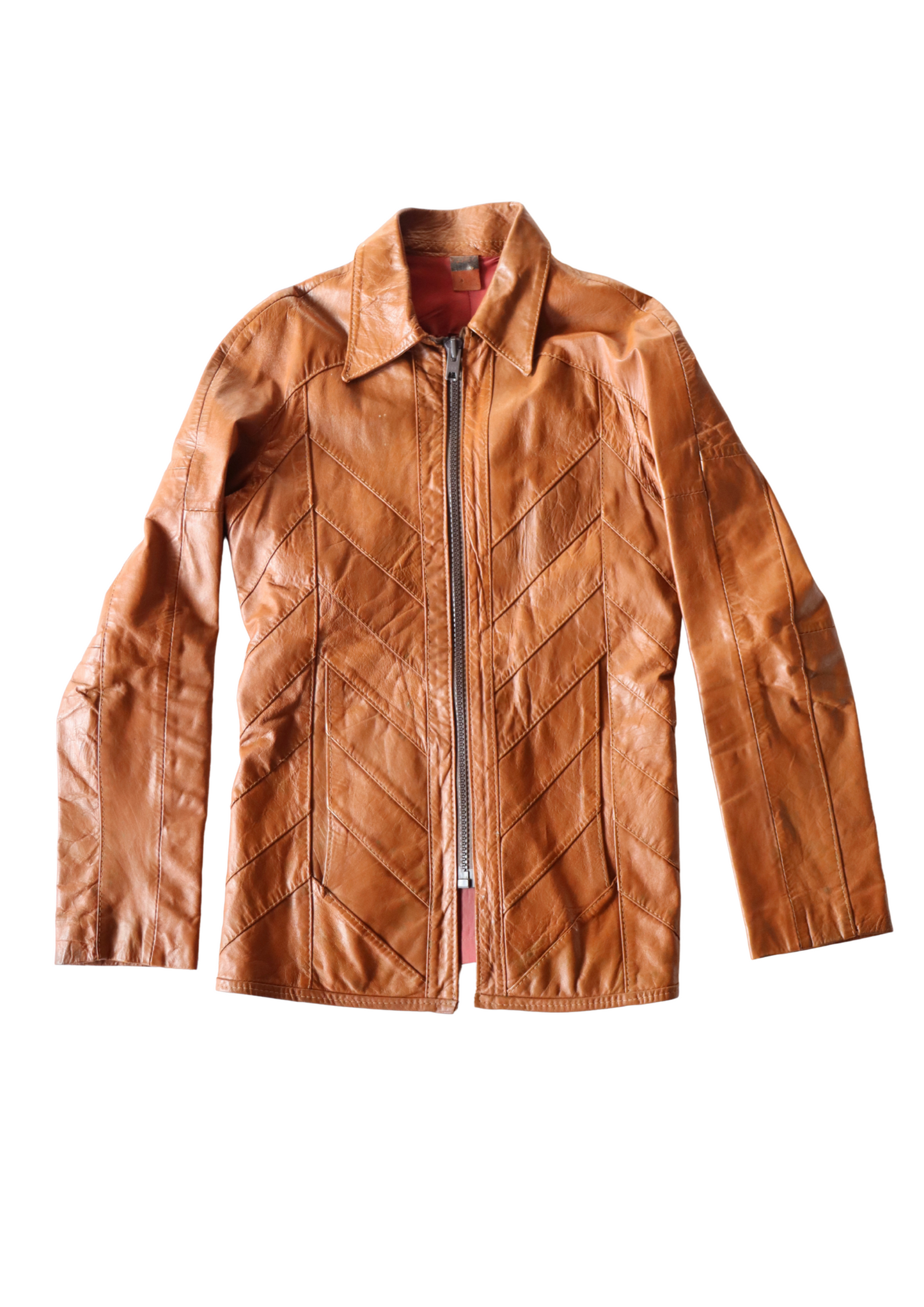 Brown Leather Zip-up Jacket