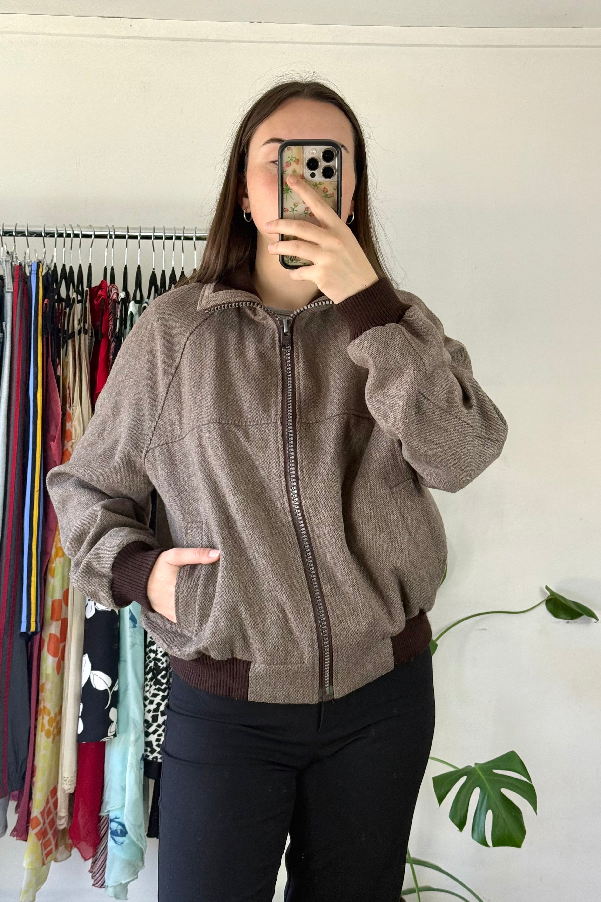 Vintage Brown Wool Bomber