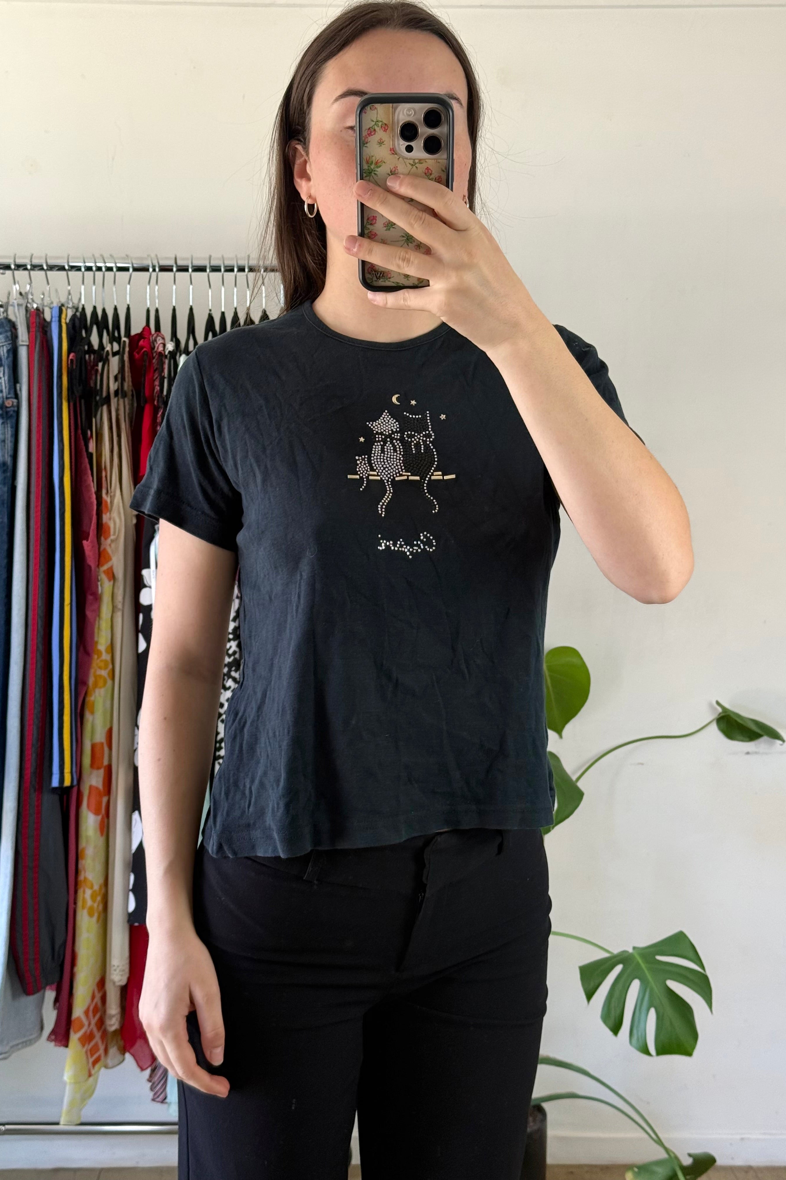 Y2K Cat Baby Tee┃Size L