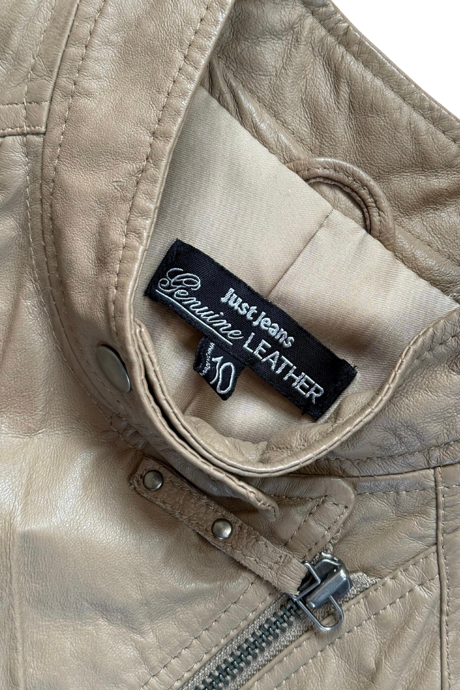 Y2K Brown Leather Biker Jacket┃Size 10