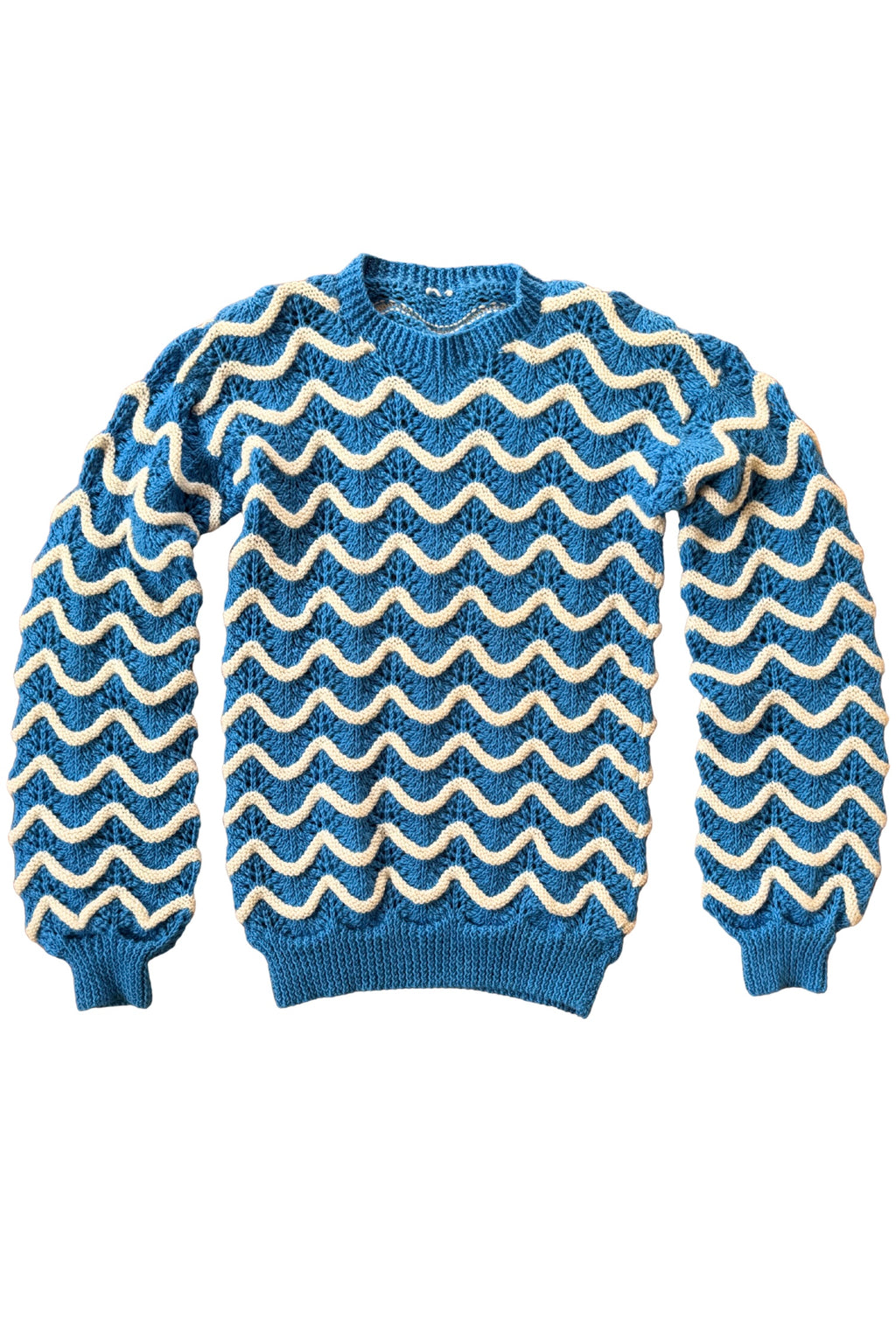 Blue and White Wavy Knit