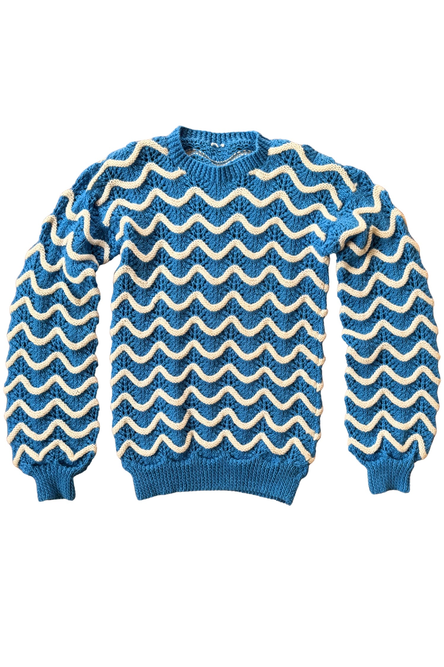 Blue and White Wavy Knit