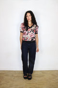 Floral Hooded Satin Top┃Size 8