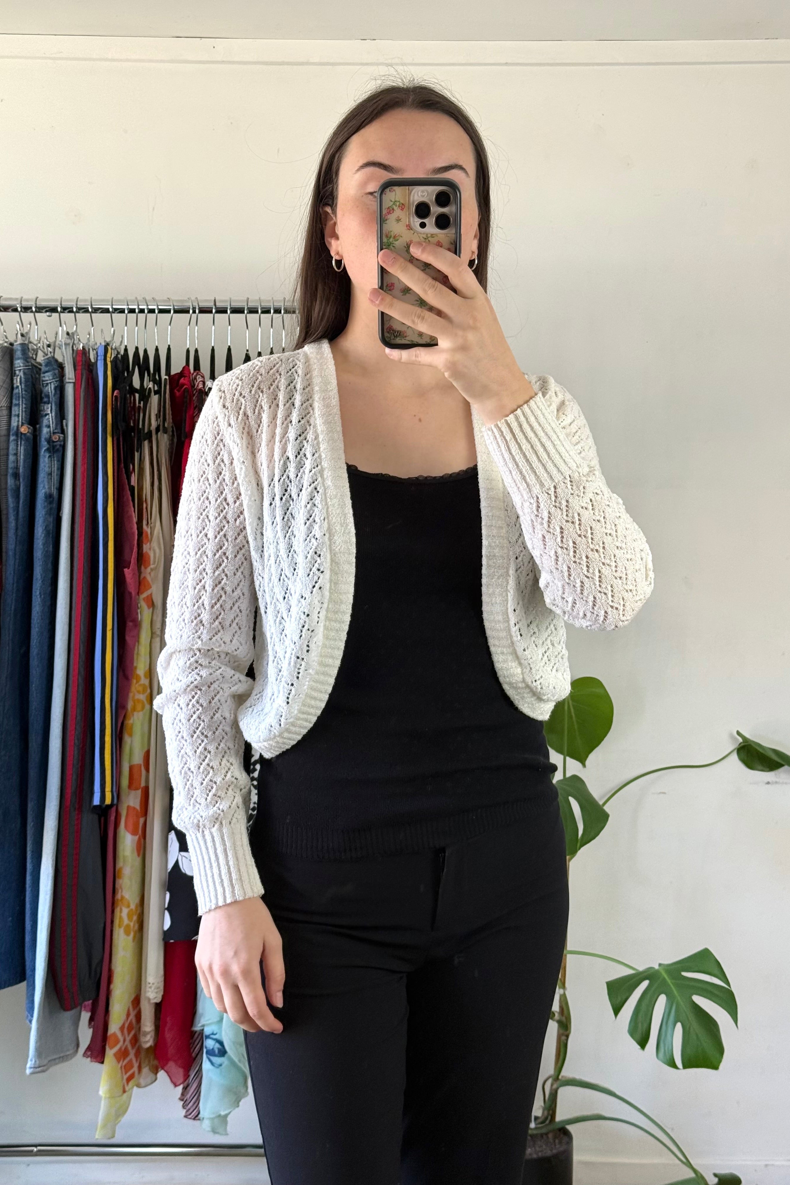 White Vintage Knit Cardigan