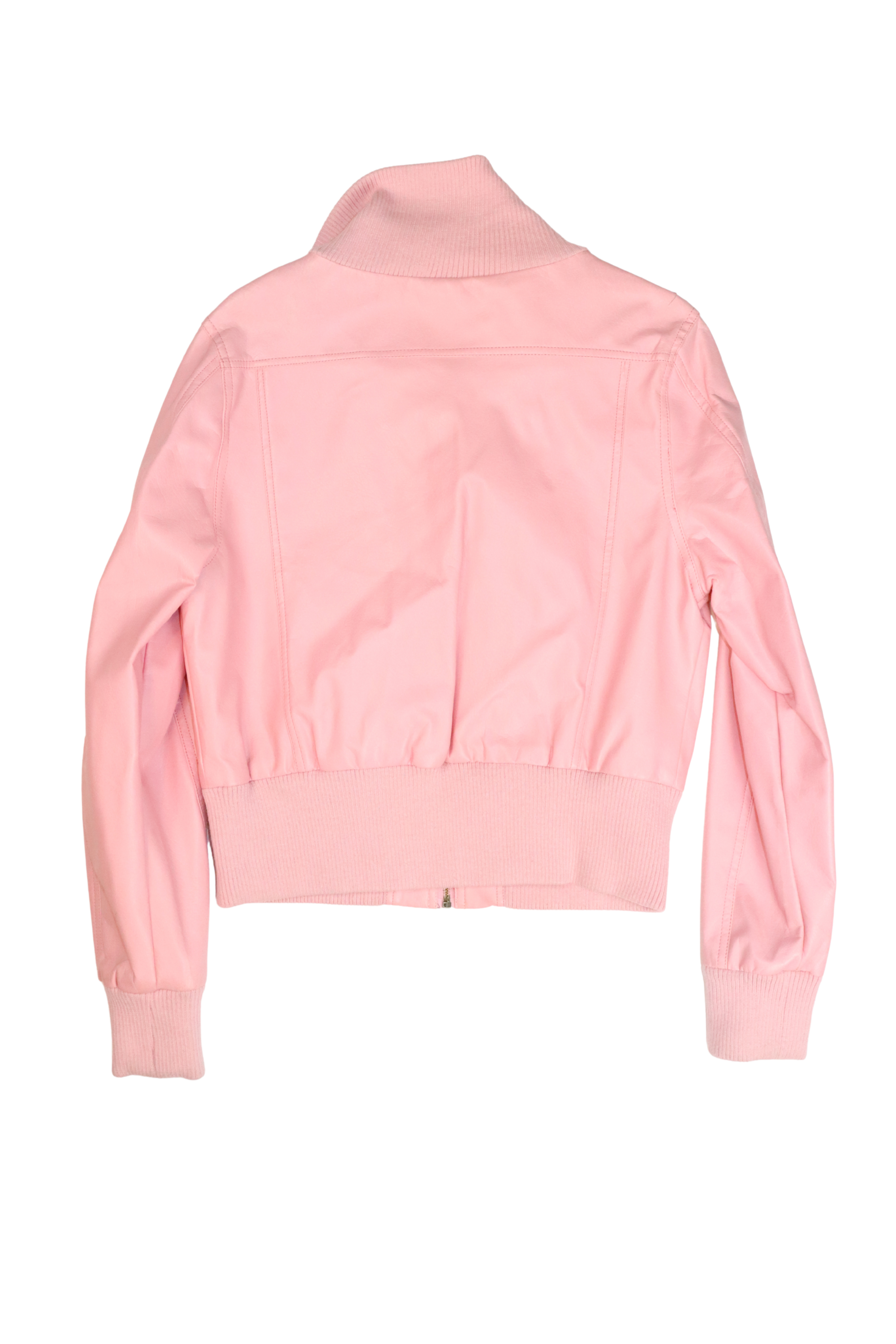 Pink Pleather Bomber Jacket