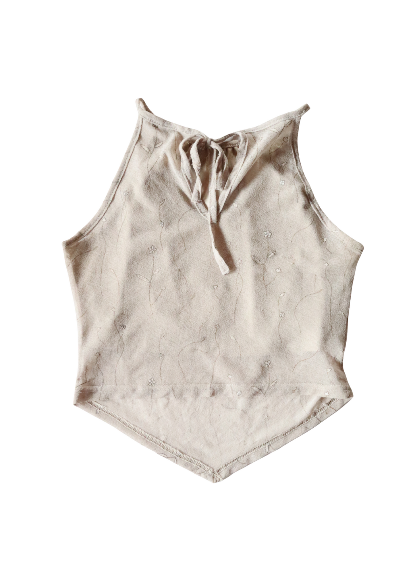 Beige Floral Halterneck Top