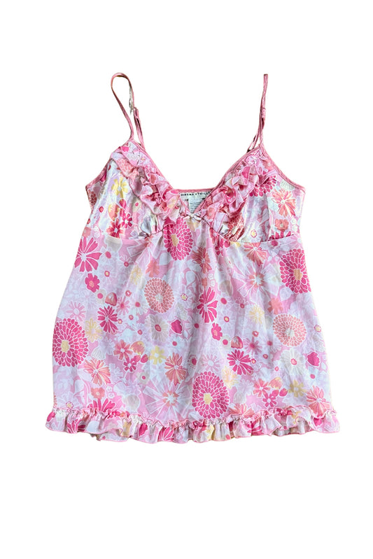 Pink Ruffle Floral Singlet┃Size S