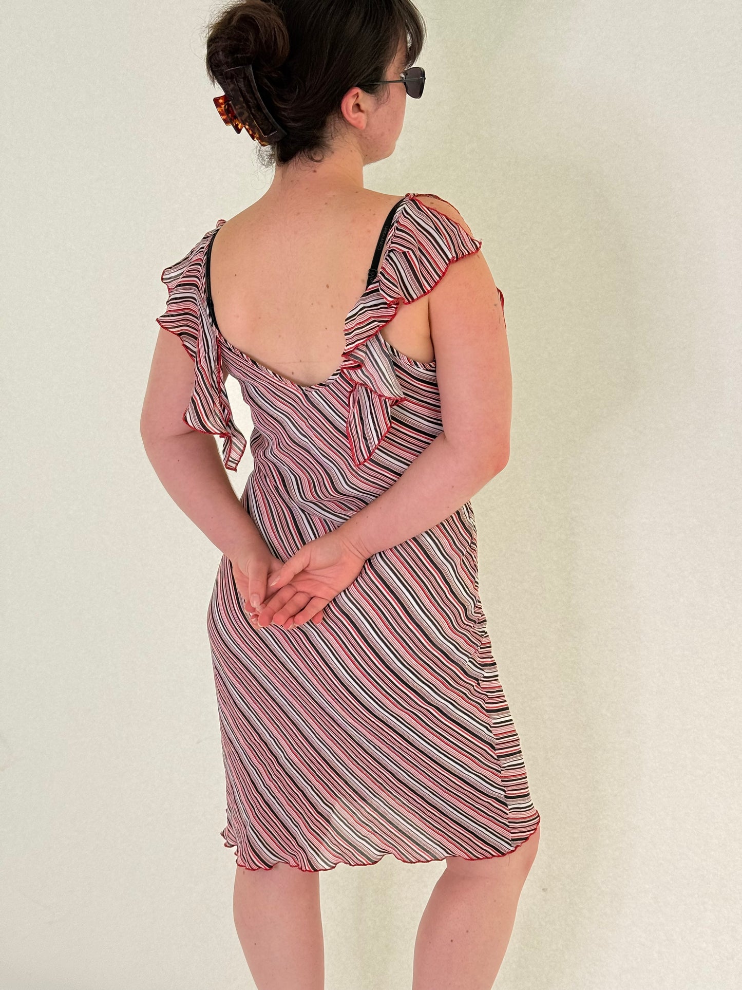 Vintage Red Striped Midi Dress┃Size 12