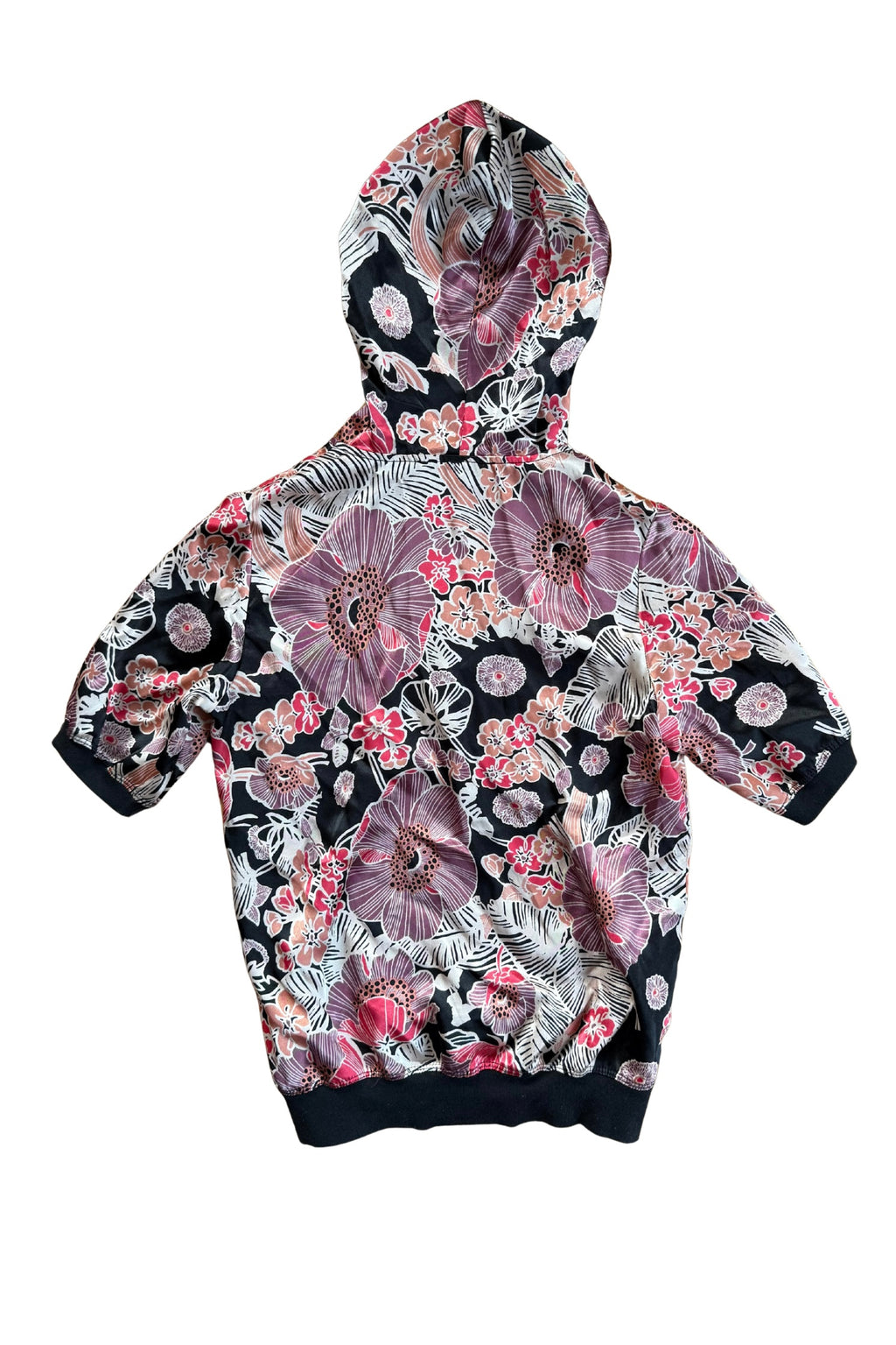 Floral Hooded Satin Top┃Size 8
