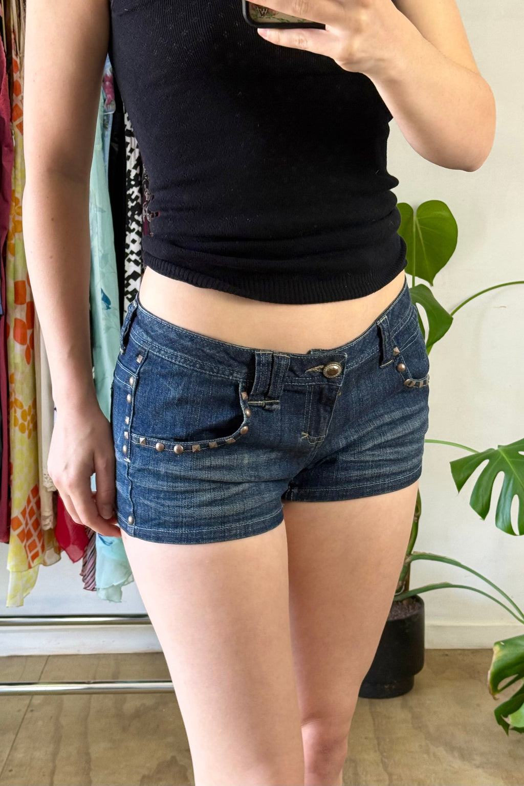 Studded Denim Short Shorts┃Size 10