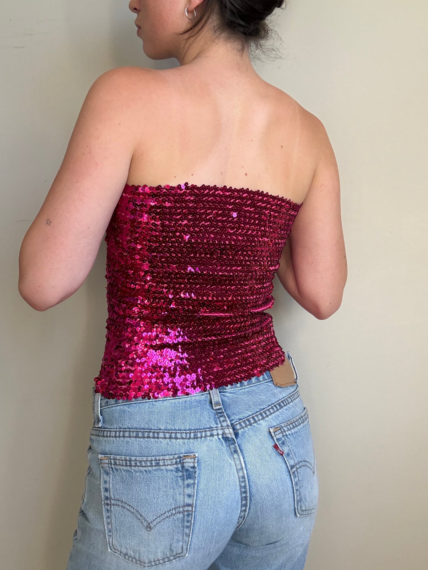 Pink Sequin Boobtube Top