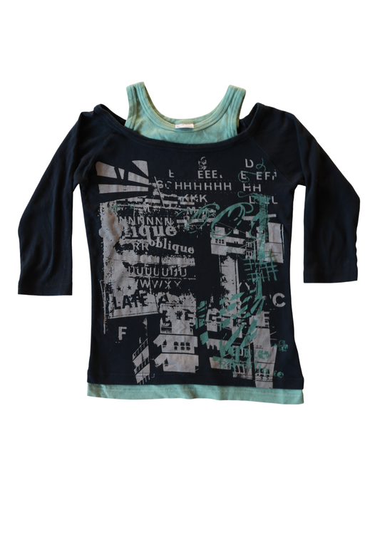 Y2K Layered Jay Jays Longsleeve Top┃Size M