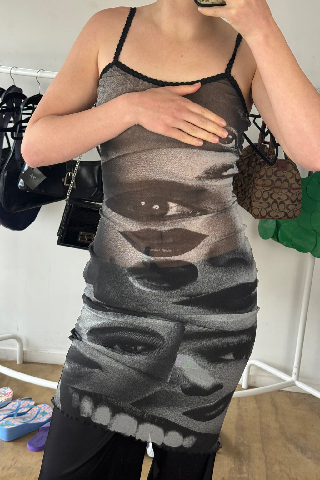 Vintage Mesh Face Dress┃Size S