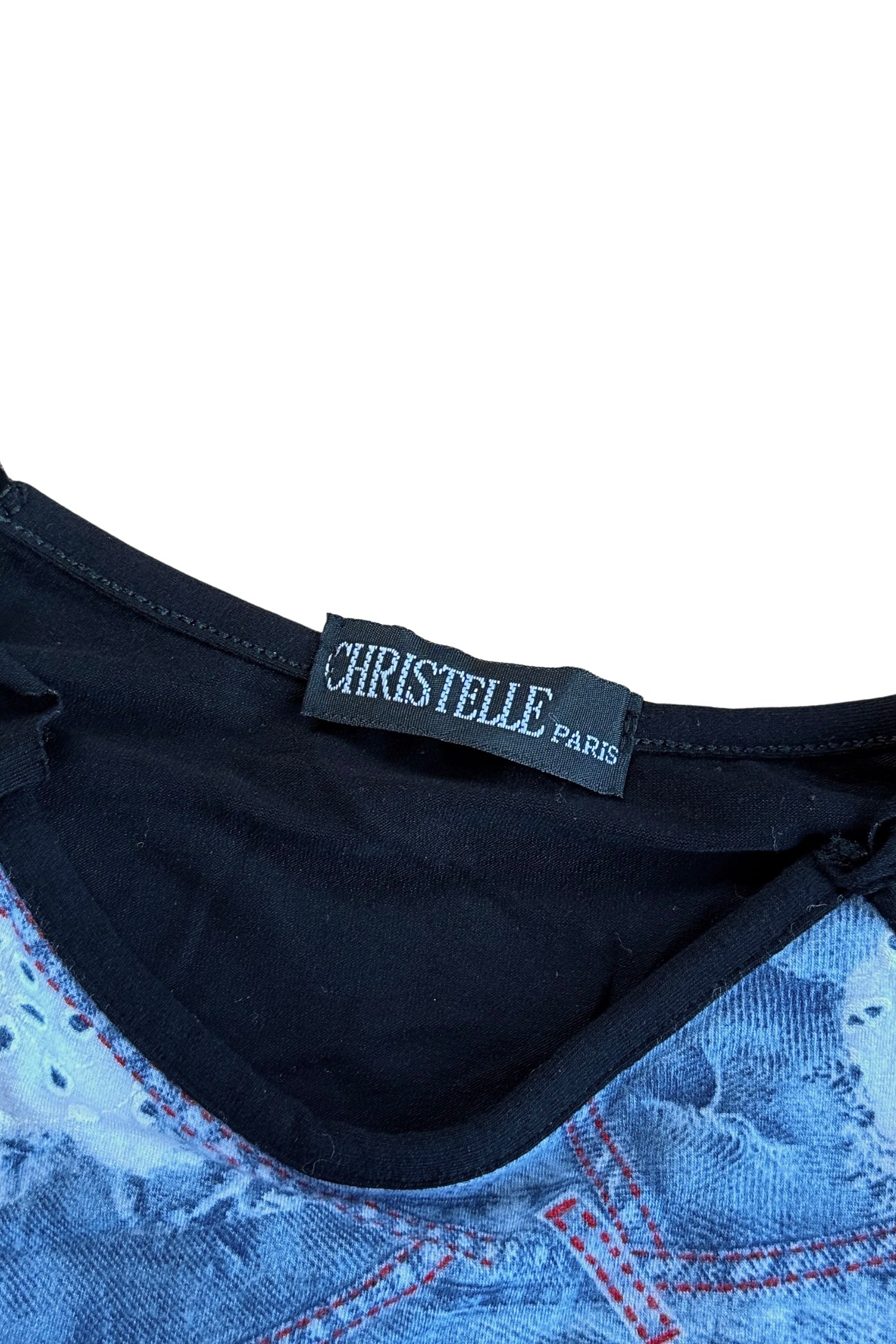 Y2K Denim Printed Top