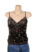 90s Brown Velvet Beaded Singlet