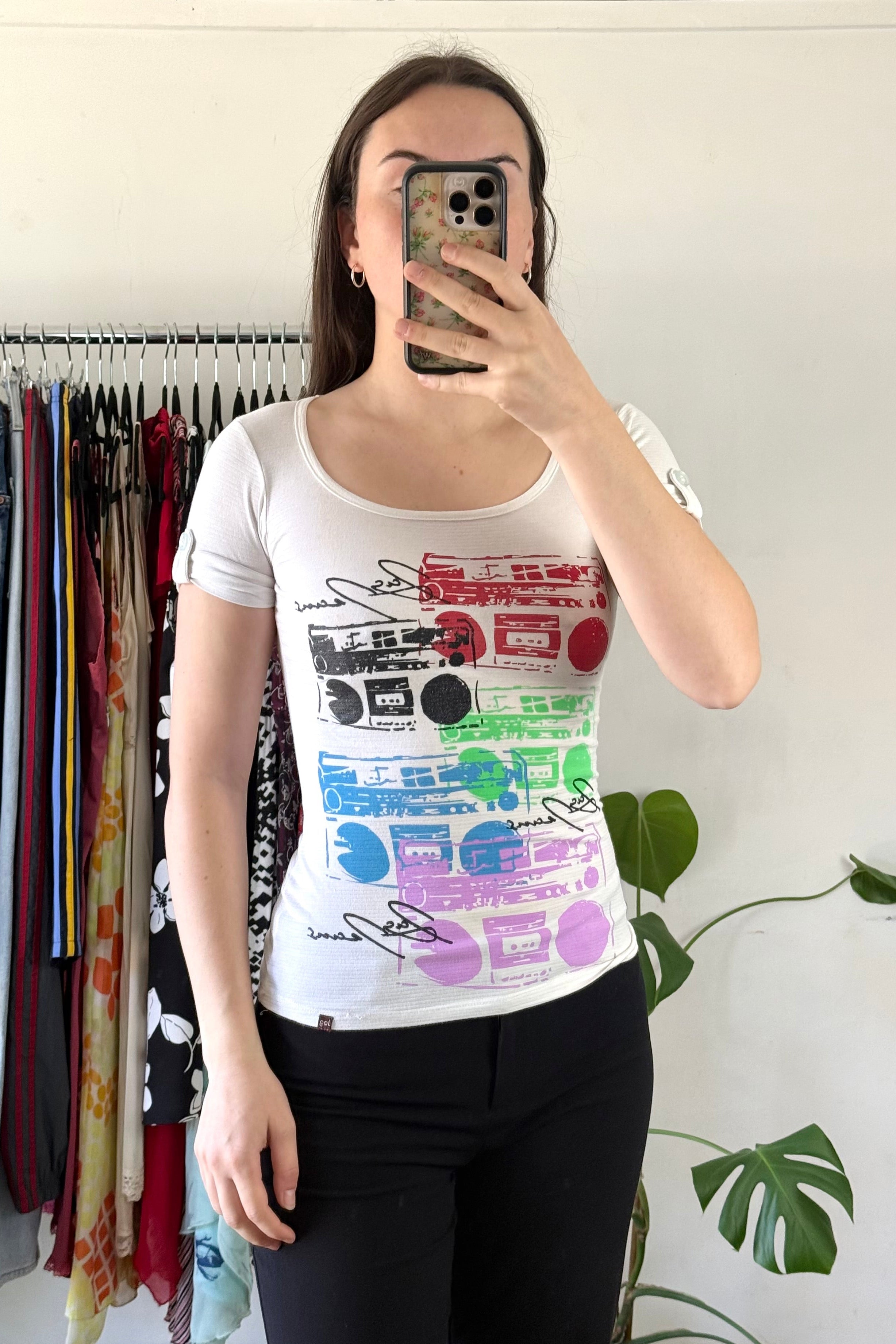 Y2K Jag Jeans White Baby Tee┃Size S