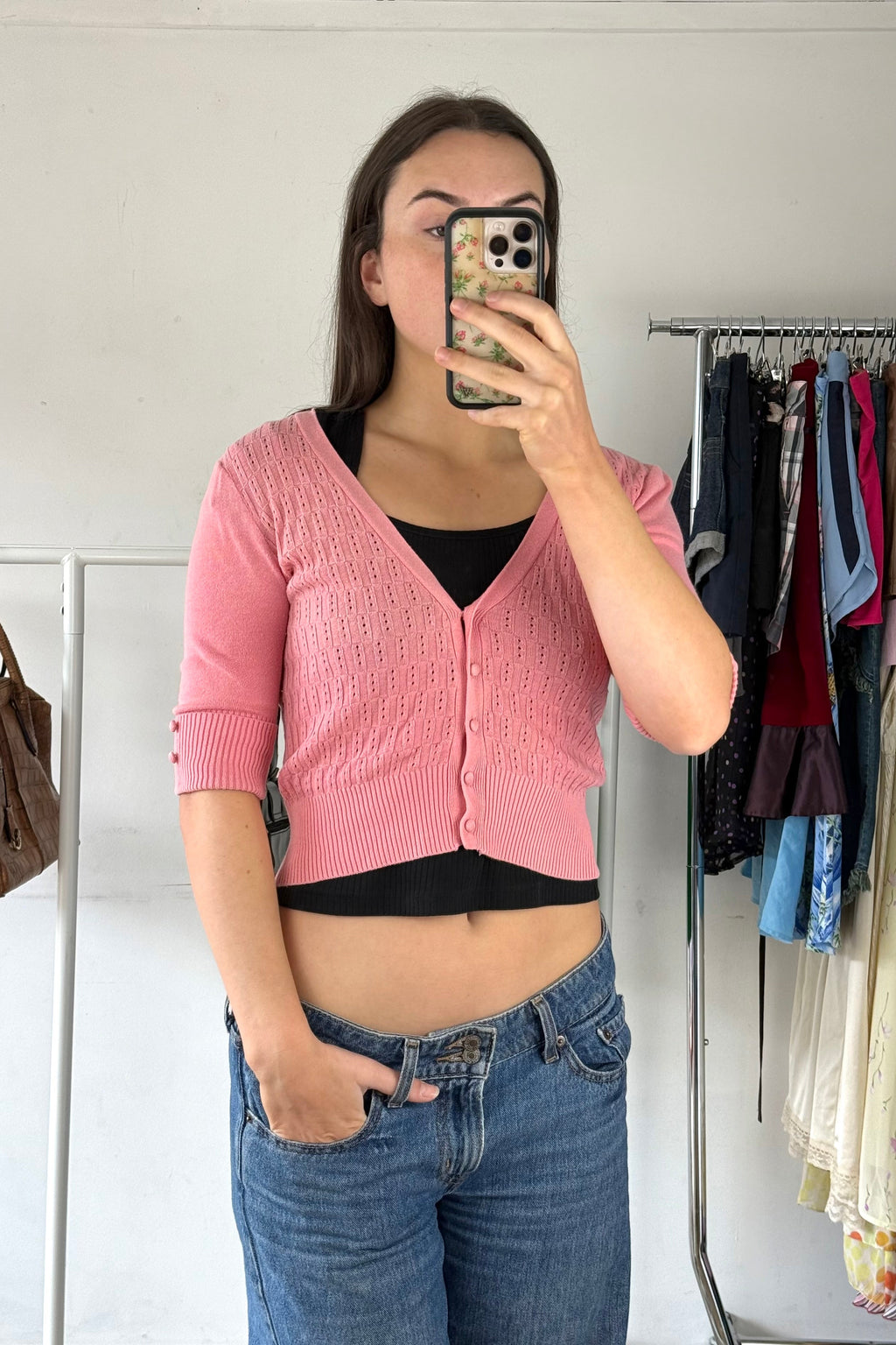 Pink 3/4 Sleeve Cardigan┃Size 8