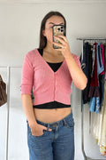 Pink 3/4 Sleeve Cardigan┃Size 8