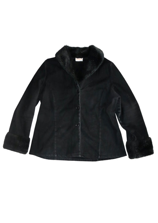 Black Pagani Faux Fur Trim Jacket┃Size 16