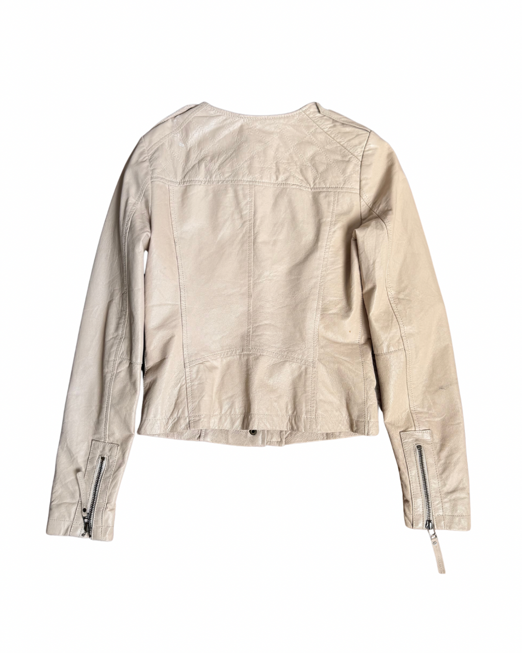 Vintage Beige Leather Jacket┃Size 6