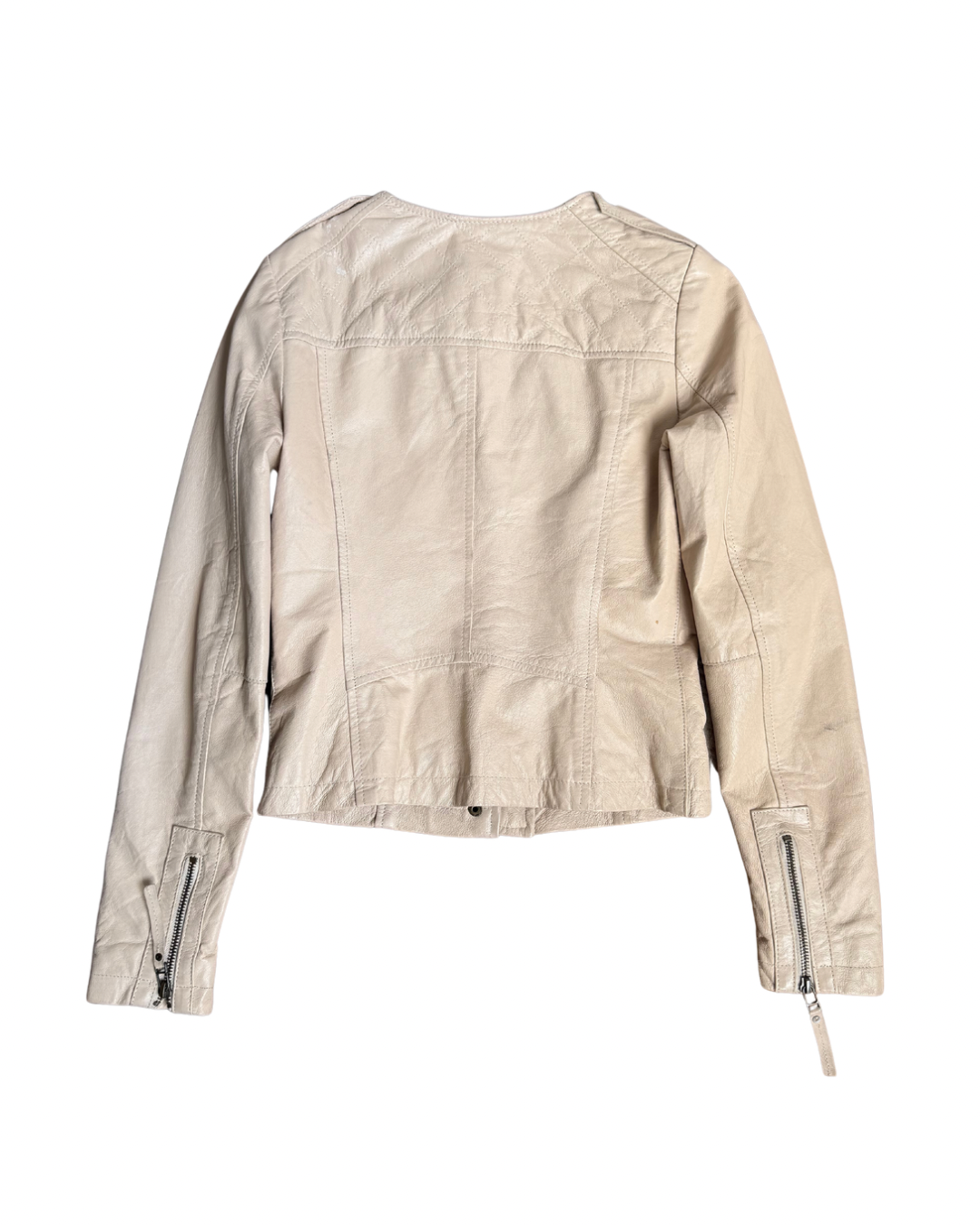 Vintage Beige Leather Jacket┃Size 6