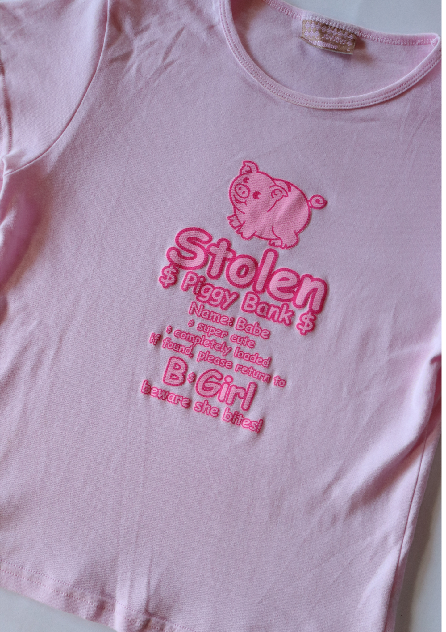 Vintage Piggy Bank Baby Tee┃Size L