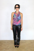 Colourful Tie Cowlneck Top