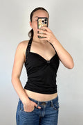 90s Black Bedazzled Halter Top