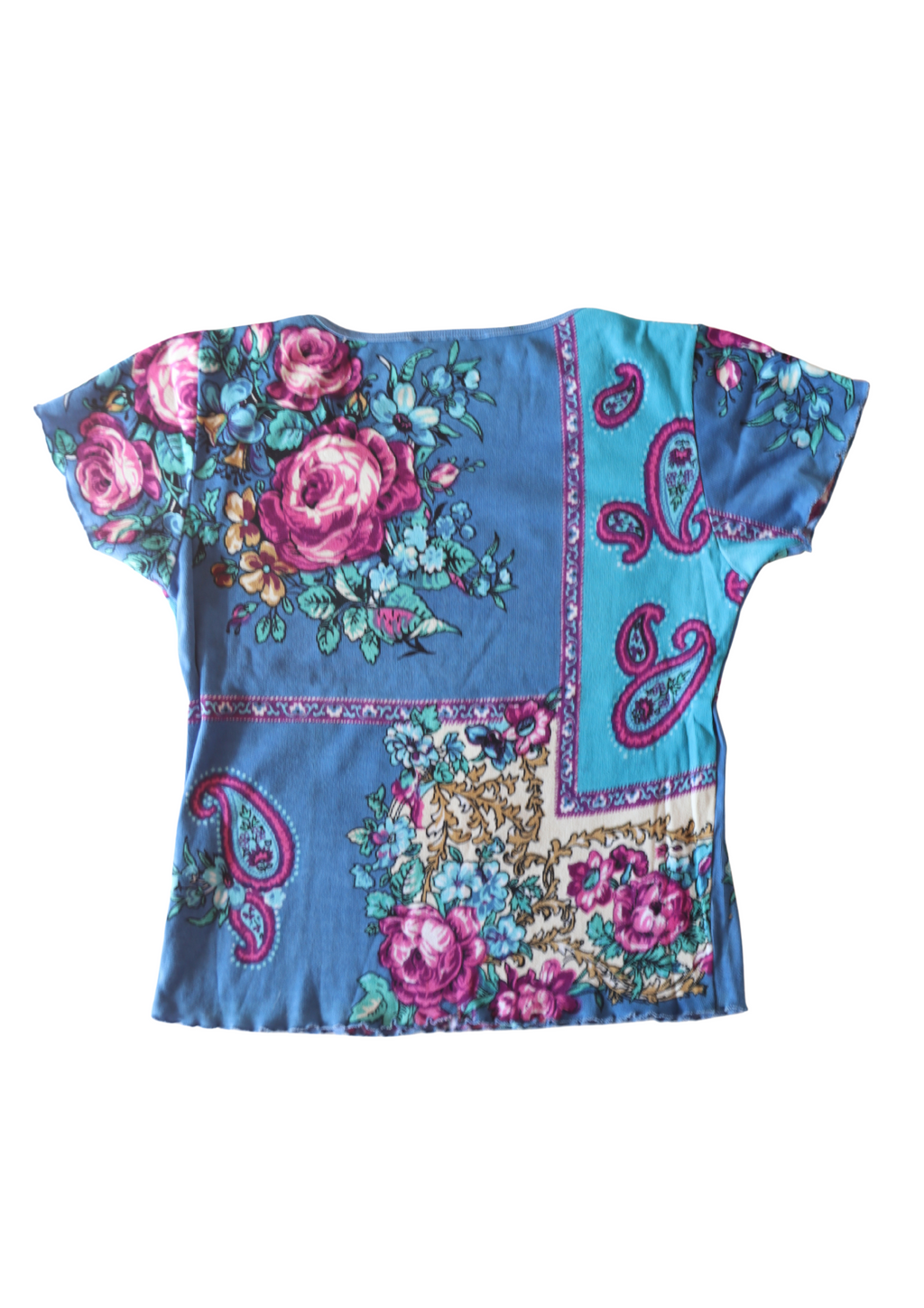 Vintage Blue Beaded Rose Tee┃Size L