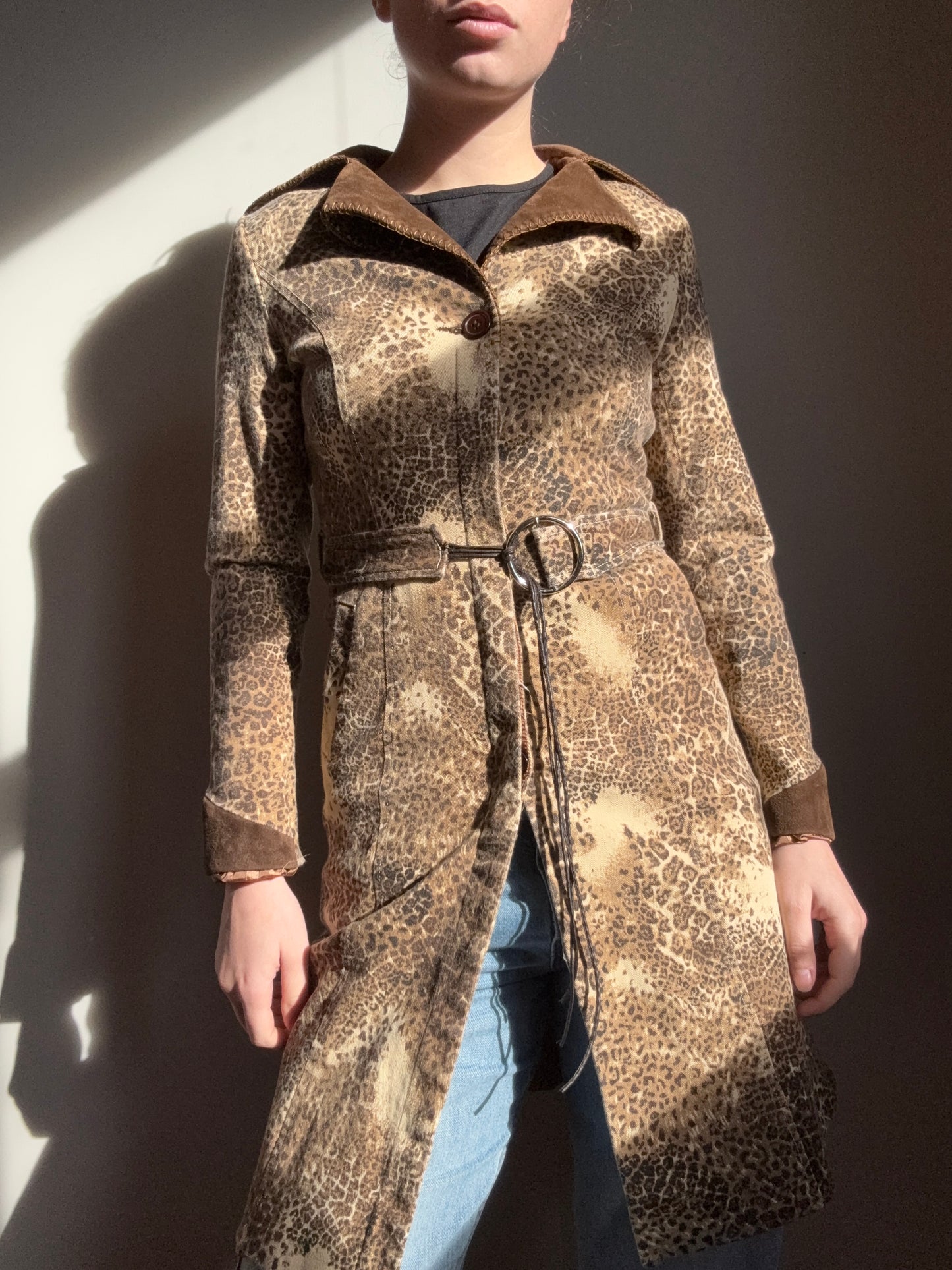 Leopard Print Trench Coat